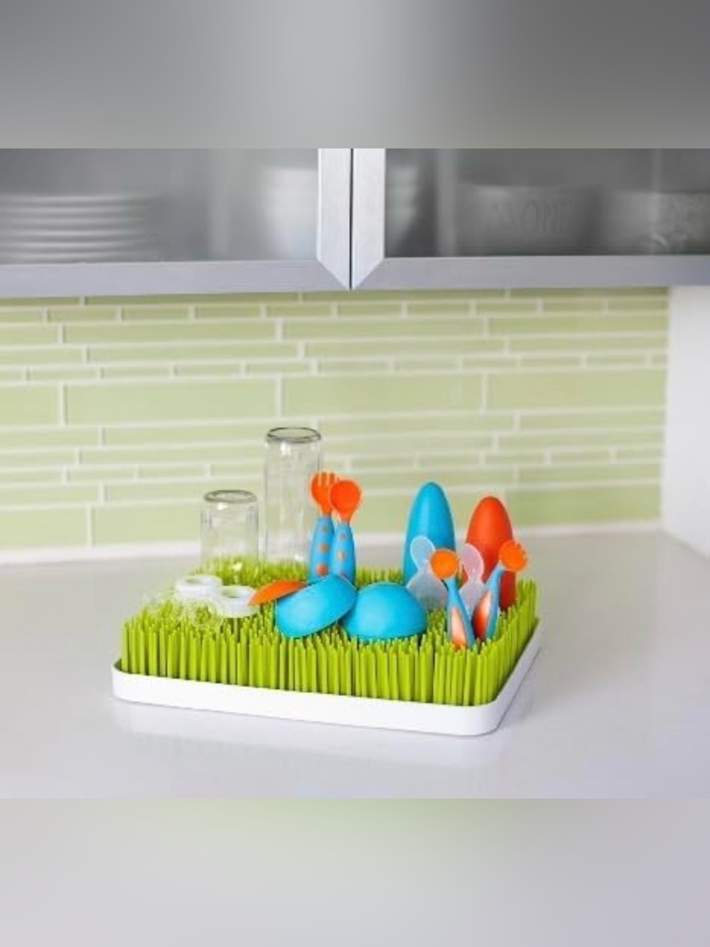 Boon Grass Drying Rack Tray in Bright Lime Green